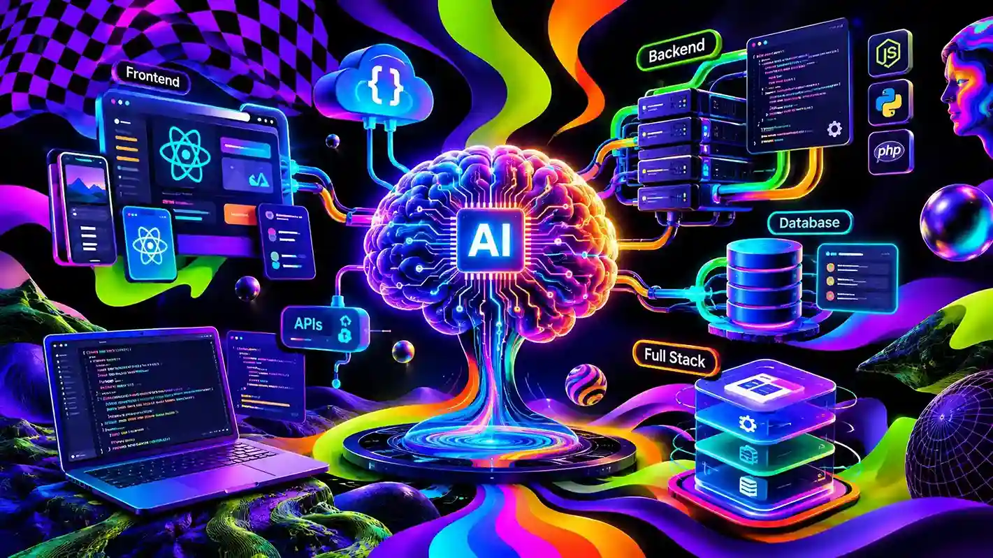 Developer working with AI tools on a full stack web application